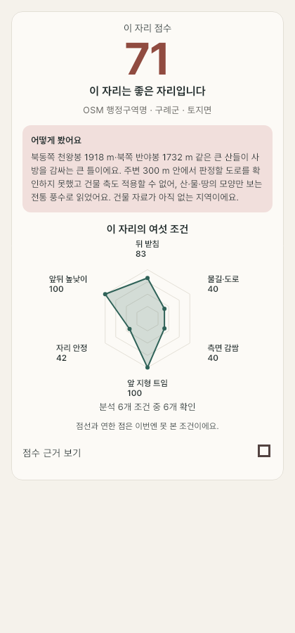 명당이유 산소 자리 분석 화면